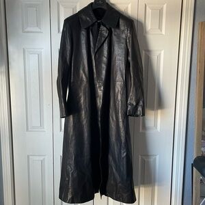 Ralph Lauren Black Real Leather Trench Coat